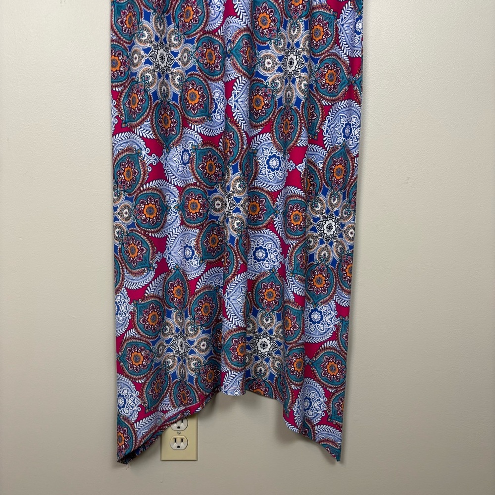 Chico's Medallion Cluster Print Midi Dress Sz 16/18 Multicolor Tie Back Stretch - Picture 5 of 11